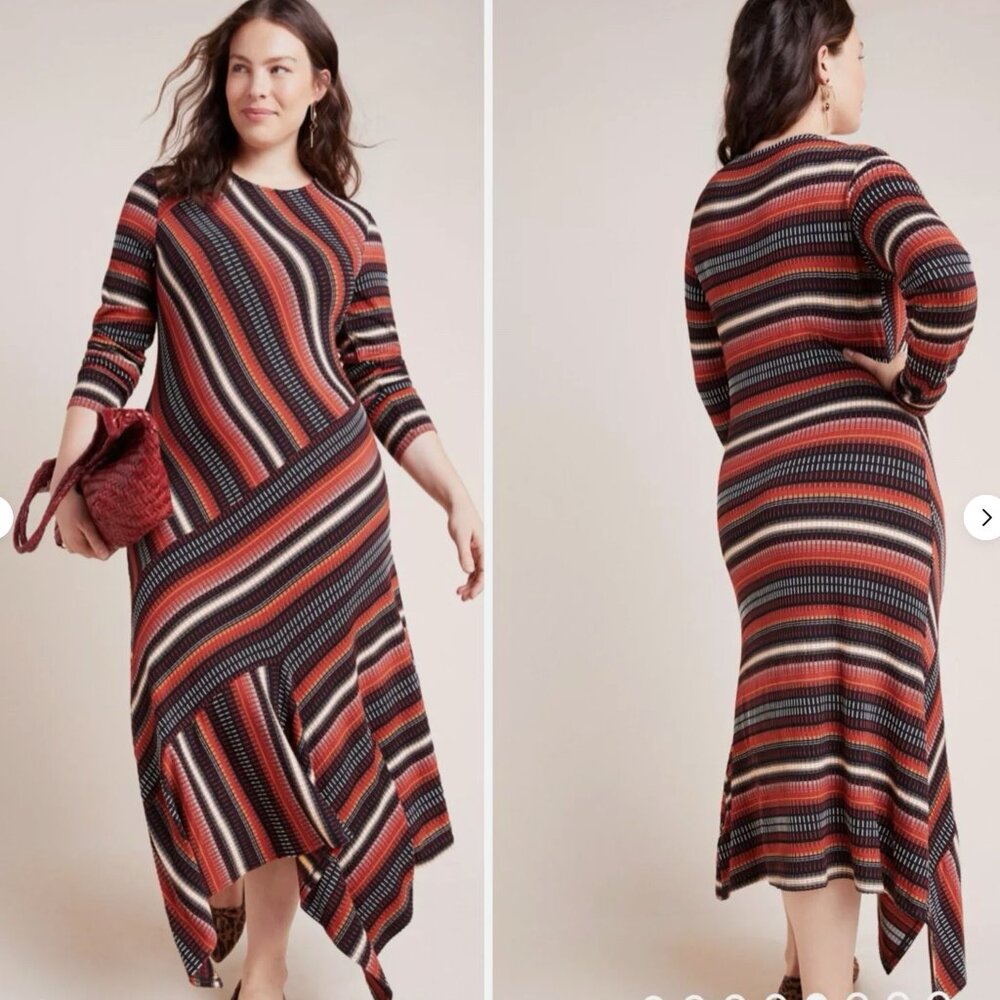 Maeve Parkside Knit Dress Orange Motif  (2X/1X) from Anthro